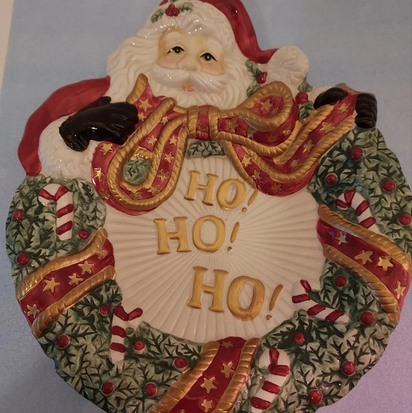 Fitz and Floyd Holiday Ho Ho Ho Santa Clause Canape Decor Plate - Picture 1 of 11
